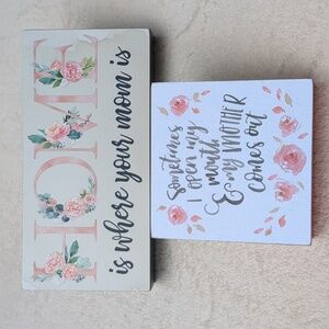 Set of 2 Mom Wood Sign Collection